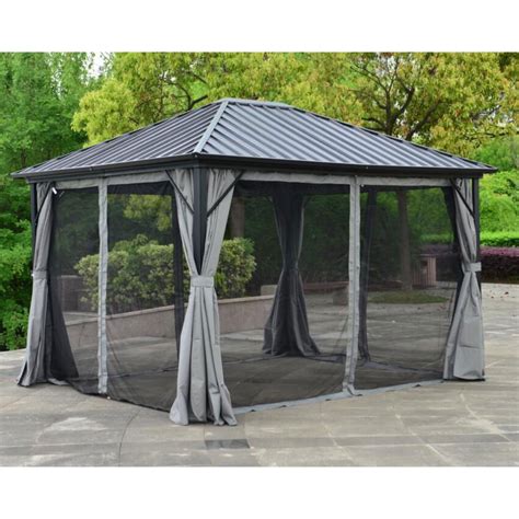 ALEKO GZMC10X12 Aluminum Frame and Steel Hardtop Gazebo with Mosquito ...