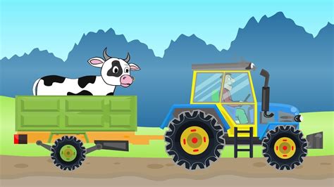 Tractor for Kids - farmer's work - Expedition for a Cow | Cartoons about Tractors and farmers ...