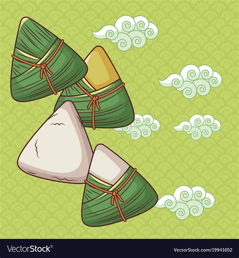 Dragon boat festival cartoon design Royalty Free Vector