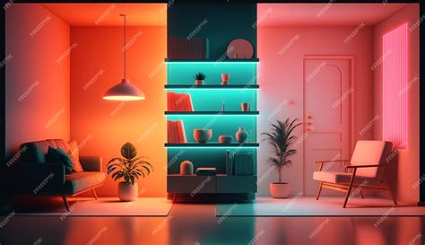 Premium Photo | Minimalist neon color wall decor room interior design AI Generated image