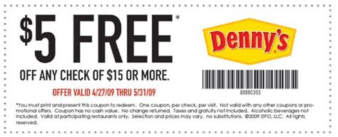 Coupon from Denny's | Eat My Charlotte