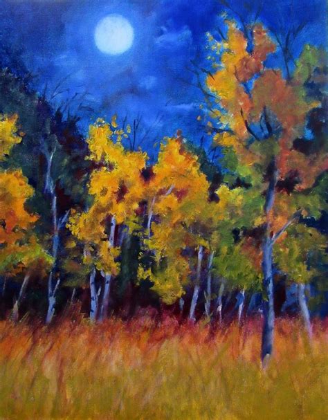 Harvest Moon Fall print tree landscape modern landscape | Etsy