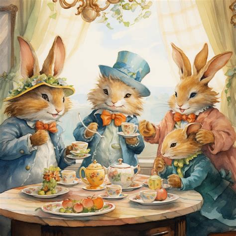 Easter Rabbit Tea Brunch Art Free Stock Photo - Public Domain Pictures