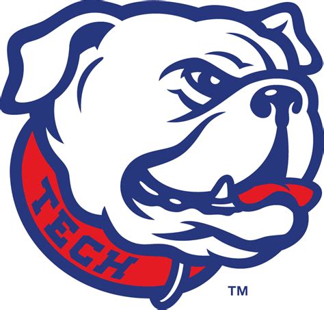 Louisiana Tech Bulldogs Alternate Logo (2008-Pres) - Blue and white bulldog head with red dog ...