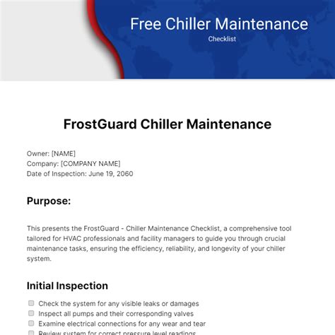 Chiller Maintenance Checklist Templates - Edit Online & Download Example | Template.net