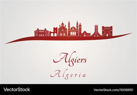 Algiers skyline in red Royalty Free Vector Image