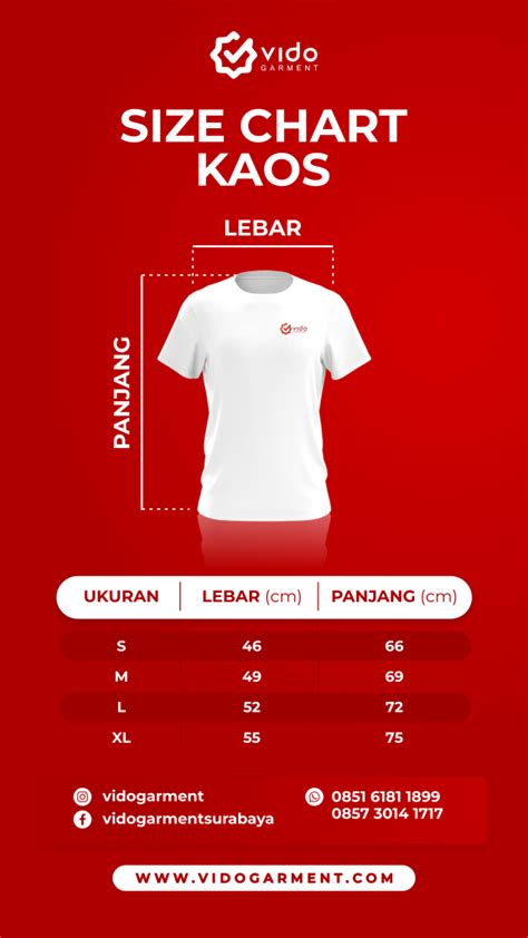 Mengenal Size Chart Kaos Lokal dan Luar Negeri |Vido Garment