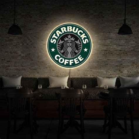 Starbucks Light up Sign, Starbucks Logo Lighted, Starbucks Neon Sign ...