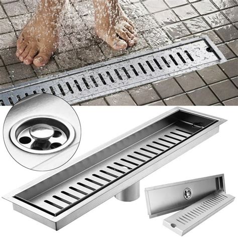 Linear Shower Drain Grate with Removable Cover,Professional Brushed 304 Stainless Steel ...