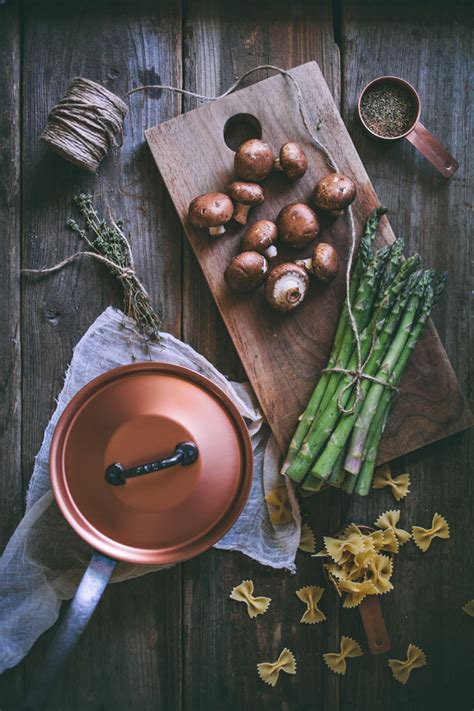 Creamy Bow-Tie Pasta with Mushrooms and Asparagus | Adventures in Cooking