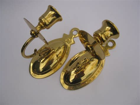 Brass Candle Holders Wall Sconces Vintage Pair of by PherdsFinds