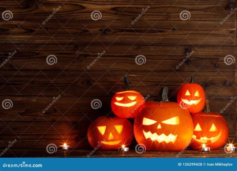 Halloween Pumpkin And Candles Stock Photo - Image of holiday, card: 126299428