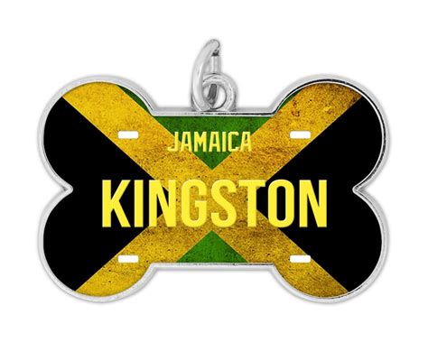 Personalized Dog Tag Custom Jamaica Name Country Flag Bone - Etsy