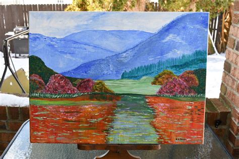 Autumn Lake Landscape Acrylic Painting Colorful Art | Etsy in 2021 ...