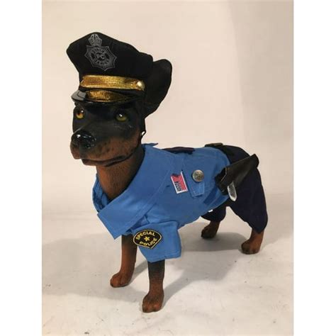 Police Officer Dog Costume Classic Blue Cop Uniform Hat Badge Holster Accessory (Size 5 ...