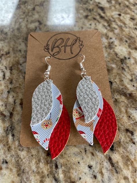 Holiday Faux Leather Earrings | Etsy in 2020 | Etsy earrings, Diy leather earrings, Handmade ...