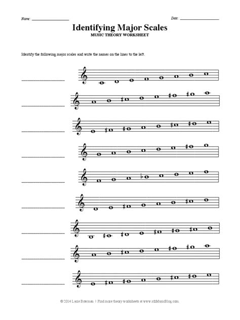 Theory Worksheet Identifying Major Scales | PDF