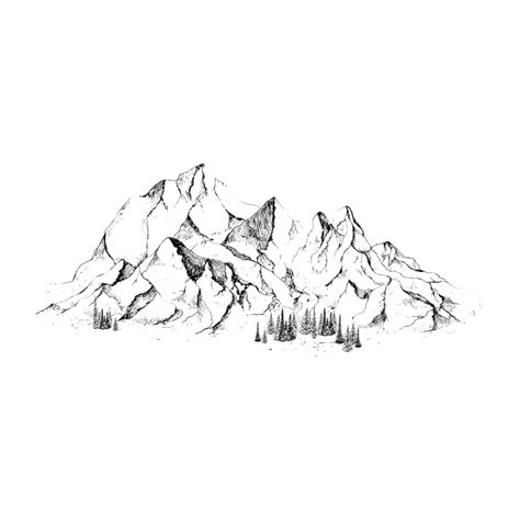 Hand Drawn Landscape Vector PNG Images, Hand Drawn Mountain Landscape ...