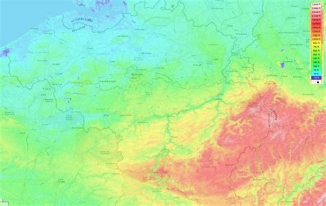 Belgium topographic map, elevation and landscape