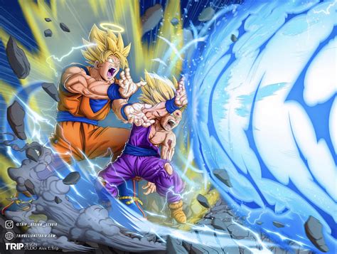 Father son Kamehameha - Original Art Created by Alex T. Trip : r/dbz