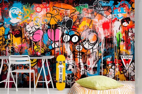 Graffiti Style Wallpaper Room for Boys & Girls, Peel and Stick Graffiti ...