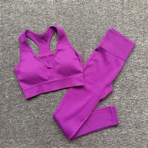 Uveng Crop Tops Gym Set Workout Clothes Women Set Workout Fitness Sport ...