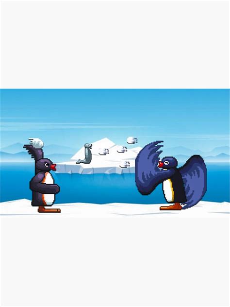 "Pixel Pingu Snowball Fight " Sticker for Sale by CaroolBakker | Redbubble