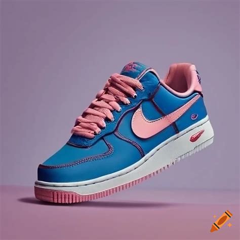 Nike air force 1 shoes in dark blue and pink on Craiyon