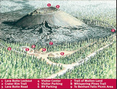 Newberry National Volcanic Monument - Lava Lands Visitor Map - Lava Butte OR | Lake trip, Butte ...