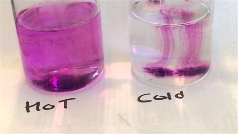 Diffusion of Potassium Permanganate in Hot and Cold Water - YouTube