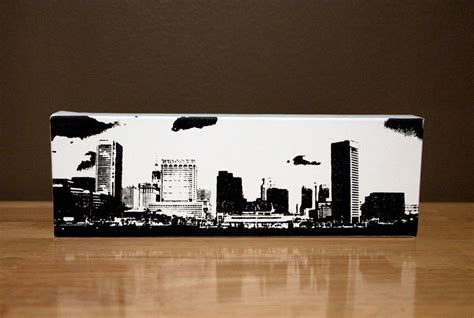 Baltimore Skyline Canvas 12 X 4 Inches White With Black - Etsy