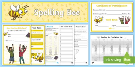 Spelling Bee Worksheets Resource Pack - LKS2 (teacher made)