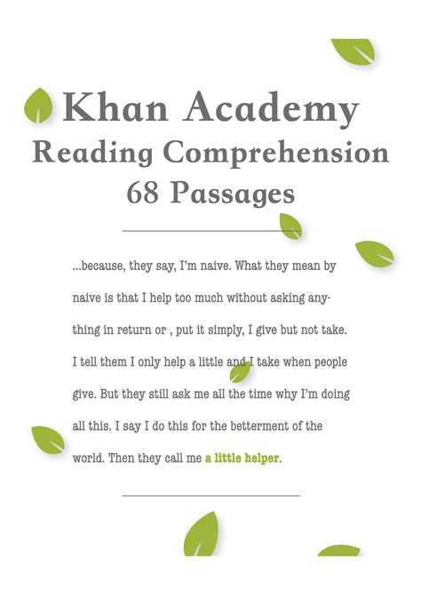 Khan Academy Reading - 68 Passages - Contents Part 2 Science Part 3 ...