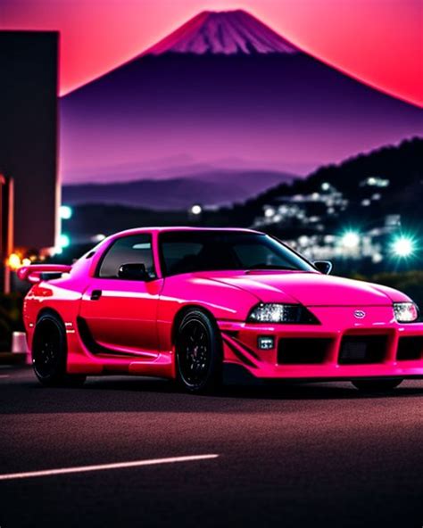 idiotic-deer706: mk4 toyota supra pink matt, pink rims, led lights,in front Mount Fuji, and red ...