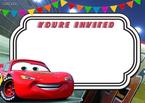 FREE Printable Cars 3 Lightning McQueen Invitation Template | Drev… | Cars birthday invitations ...