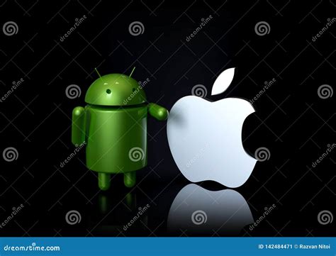 Android Vs Apple IOS Compared - Logo Characters Editorial Photo ...