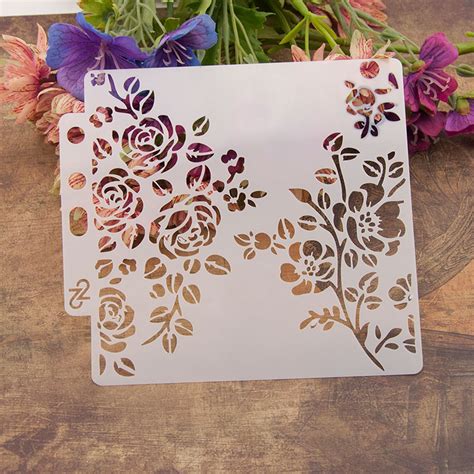 Aliexpress.com : Buy Flower Plastic Stencil 13*14mm Square Rose craft Spray Template Stencils ...