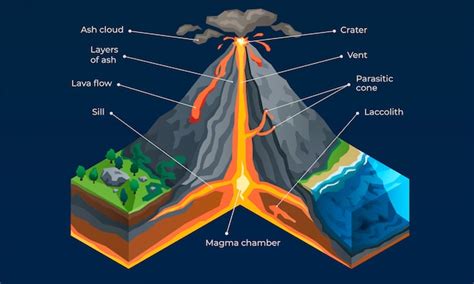 Premium Vector | Volcano infographic. Isometric of volcano vector ...