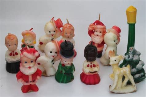 vintage Gurley Christmas candles, figural holiday candle lot, Santa ...