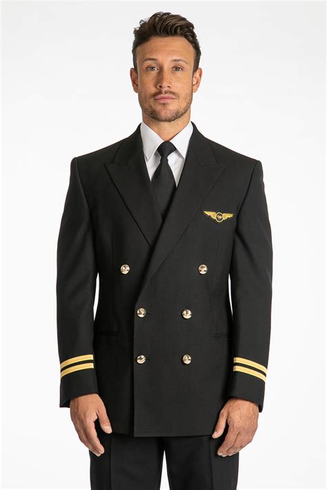 MEN'S PILOT UNIFORM DOUBLE BREASTED JACKET BLACK - Armstrong Aviation ...