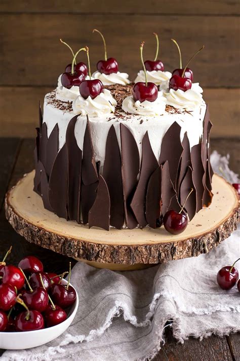 black forest cake with fresh cherries