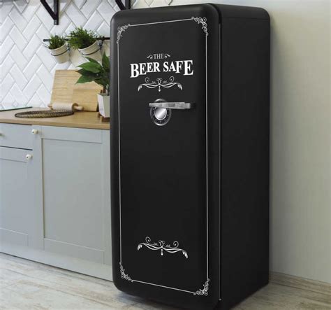 Beer safe text with ornamental design fridge sticker - TenStickers