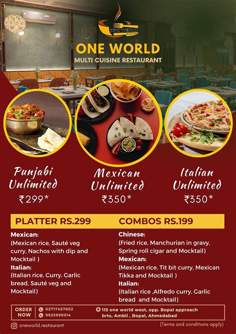 Menu at One World Restaurant, Ahmedabad