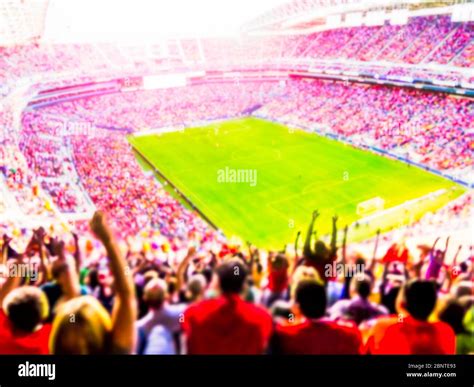 Football- soccer fans cheer their team and celebrate goal in full ...