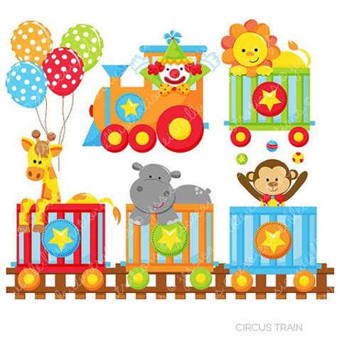 Circus Train Cute Digital Clipart for by JWIllustrations on Etsy | Circus train, Clip art ...