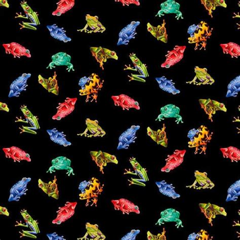 Frog Fabric by the Yard / Small Frog Tossed Allover Jewels of | Etsy