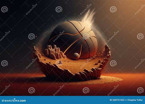 Illustration of a Basketball in 3d Style. Futuristic Sports Concept. AI Generation Stock Photo ...