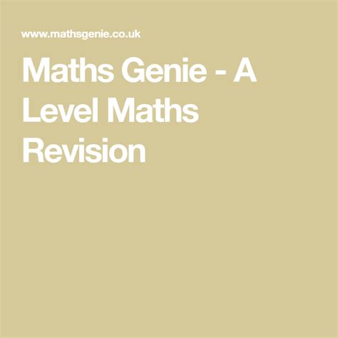 Maths Genie - A Level Maths Revision Trigonometry, Quadratics, Small Angle Approximation ...