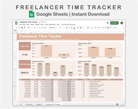 Freelancer Timesheet Google Sheets, Time Tracker Spreadsheet, Contractor Time Tracking Template ...