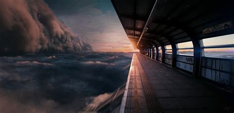 Train station, skyline, futuristic, clouds, train station HD wallpaper ...